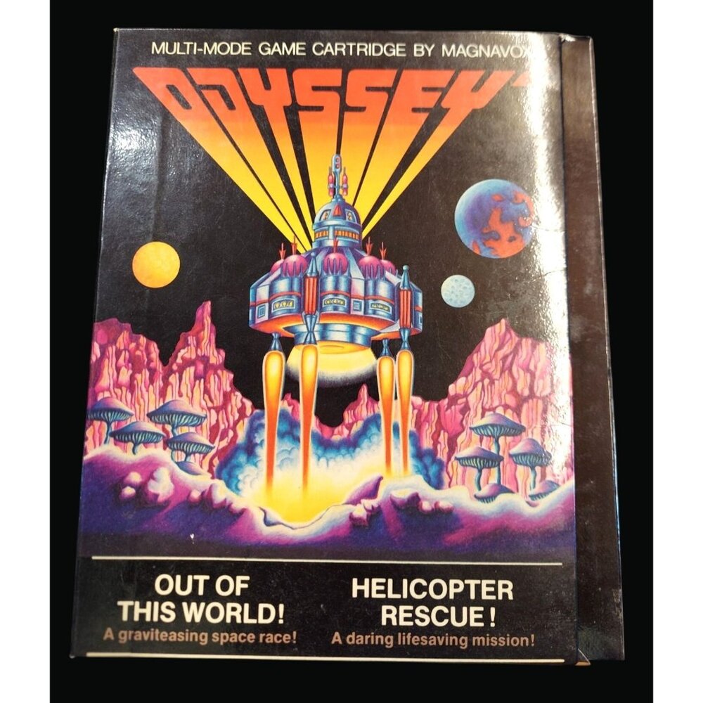 Magnavox Odyssey 2 Game - Out Of This World! / Helicopter Rescue! R01 Q